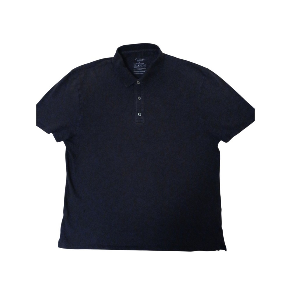 Vince Shirt Mens Sz L Polo Black Short Sleeve Cotton Comfort Golf Casual w Flaw